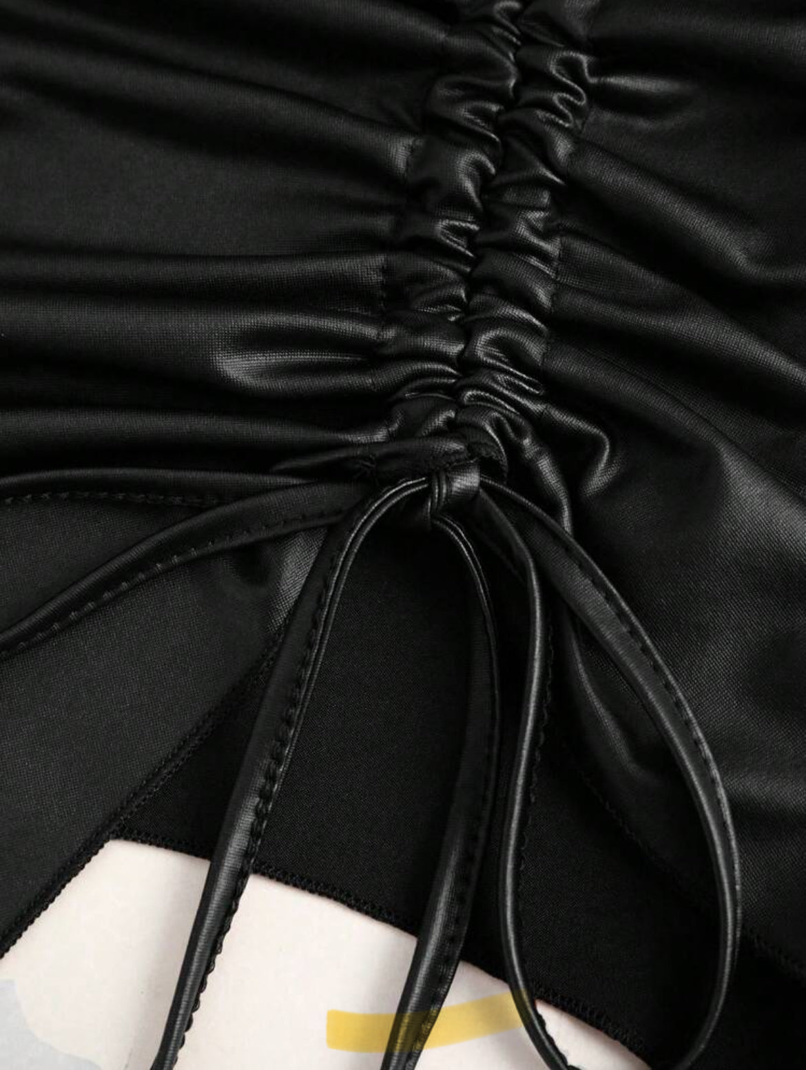 Top & Drawstring Mini Skirt Set Outfit