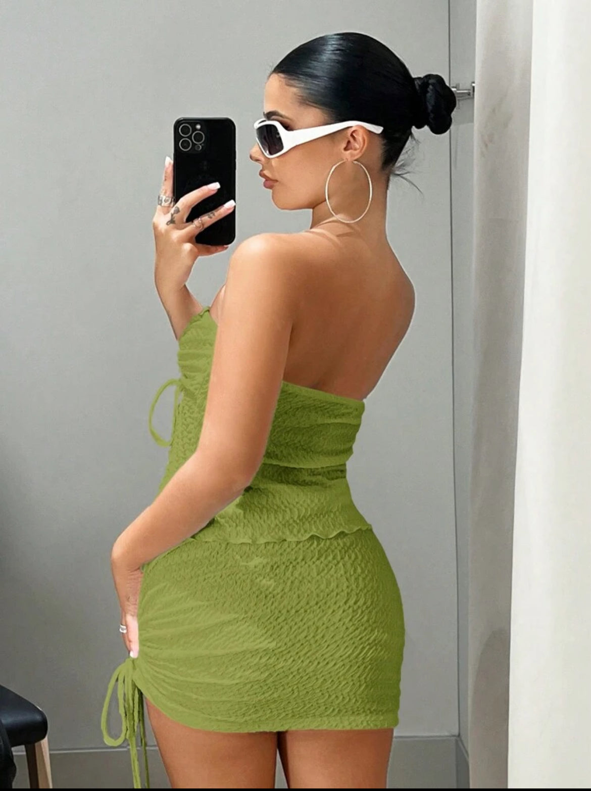 ICON Drawstring Front Tube Top & Bodycon Skirt