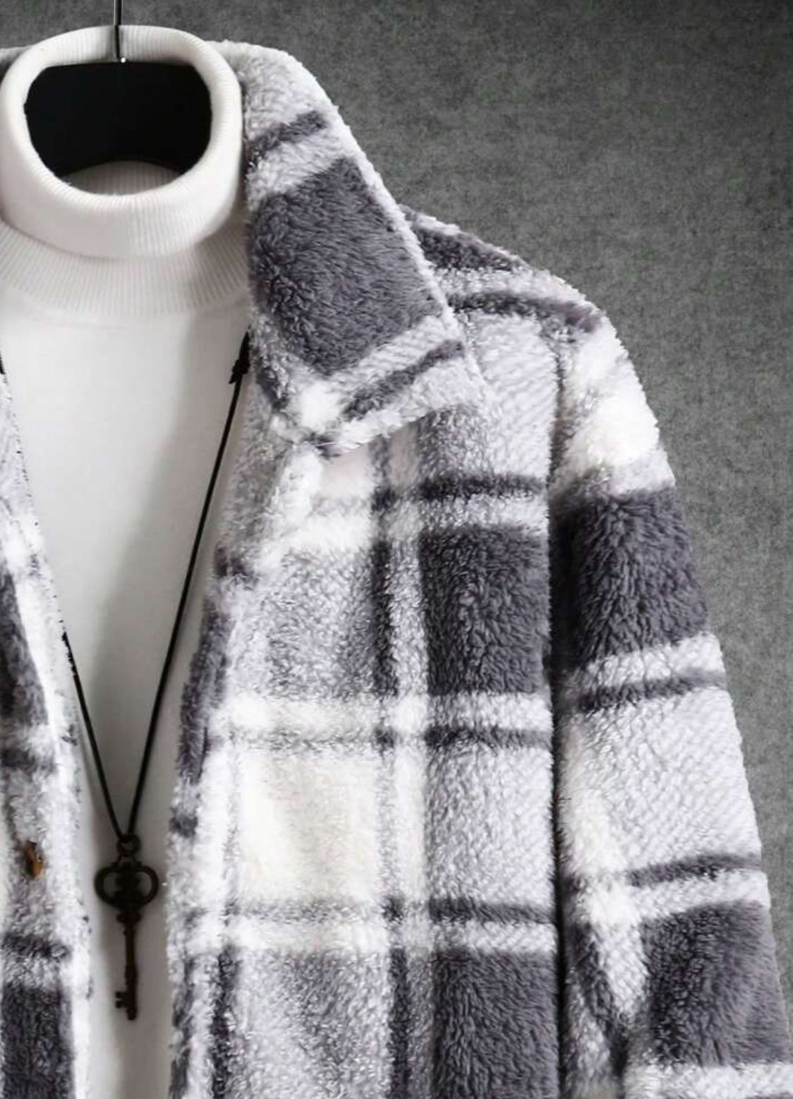 Manfinity Homme Colorful Plaid Teddy Jacket