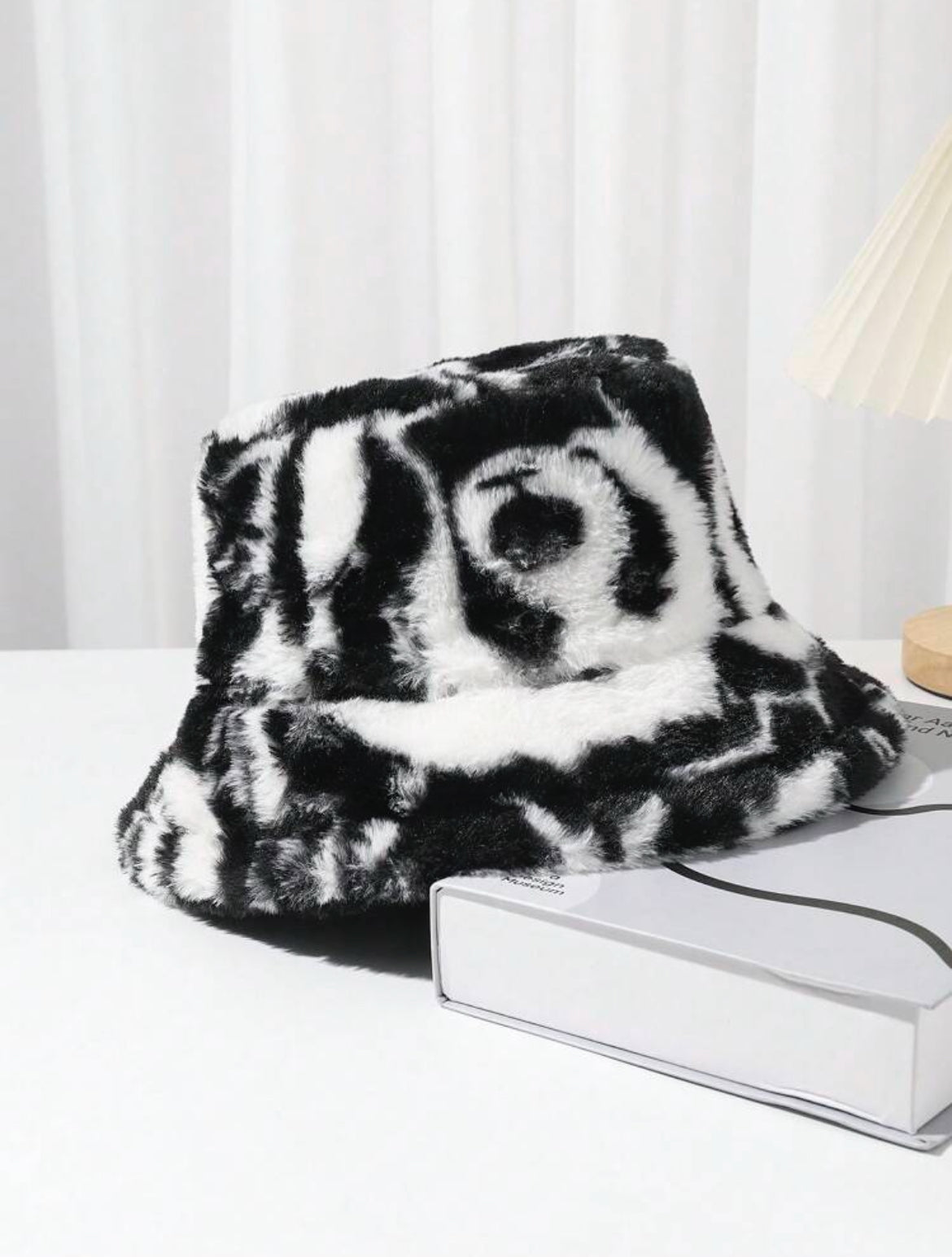 Panda Print Tie-Dye Plush Bucket Hat
