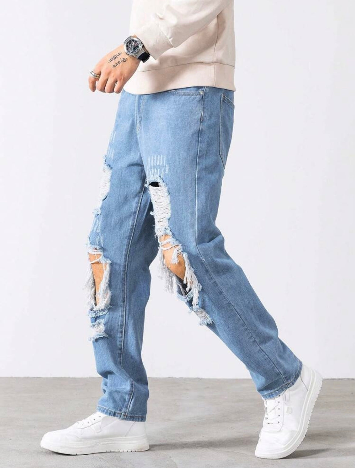 Manfinity EMRG Cut Out Ripped Jeans