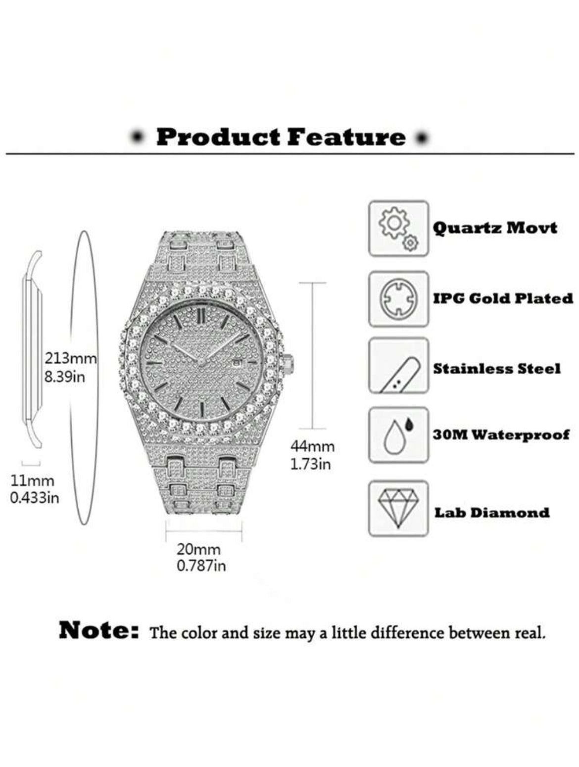 MISSFOX Men's Platinum-Plated