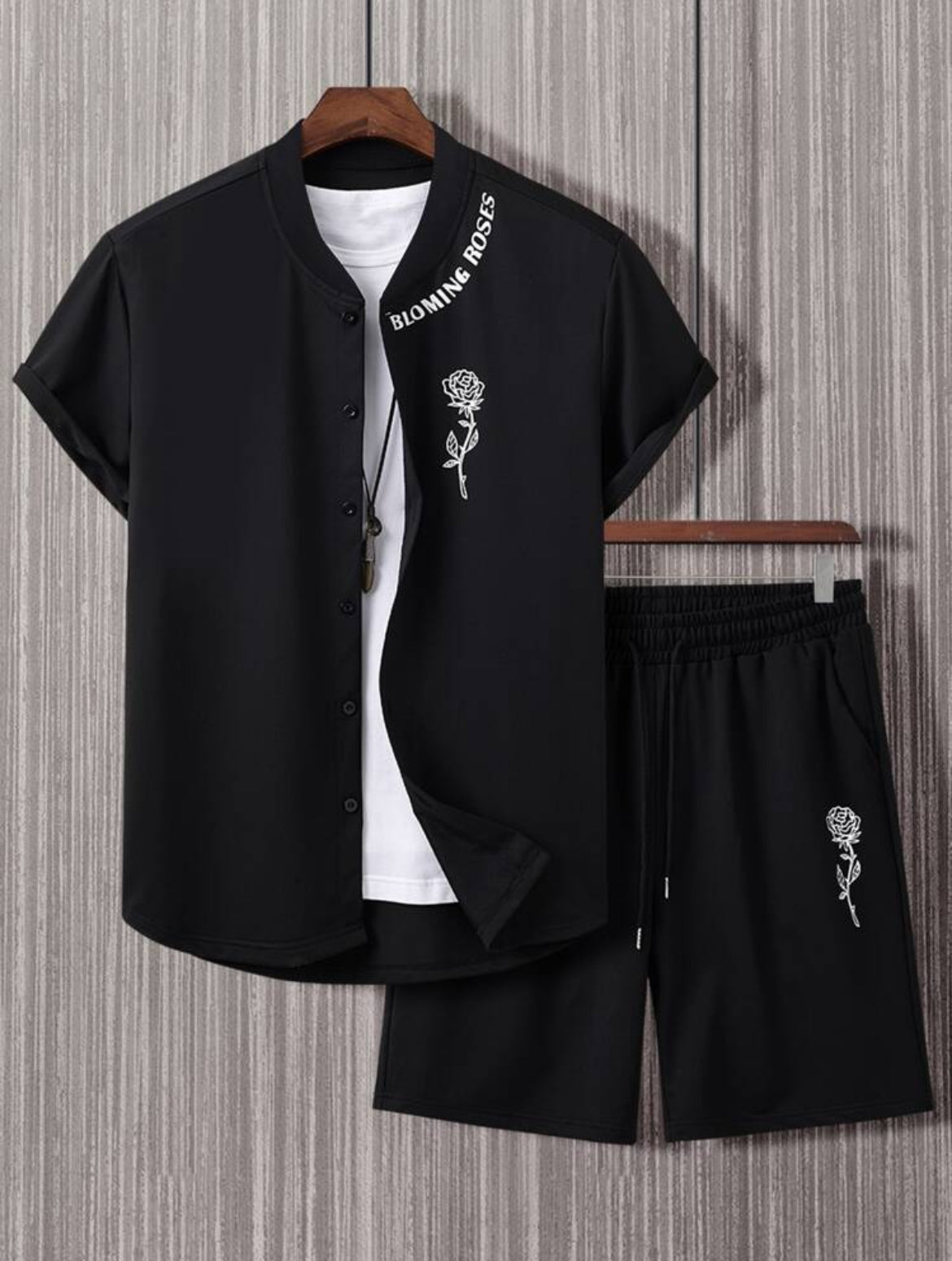 Manfinity Homme Floral & Letter Graphic Shirt and Shorts Set
