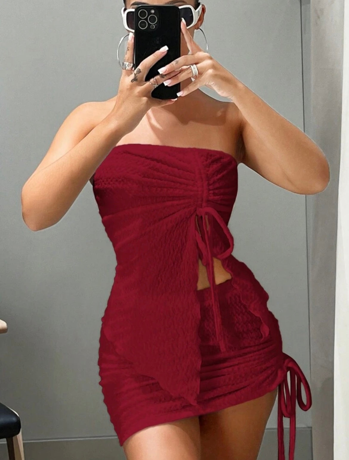 ICON Drawstring Front Tube Top & Bodycon Skirt