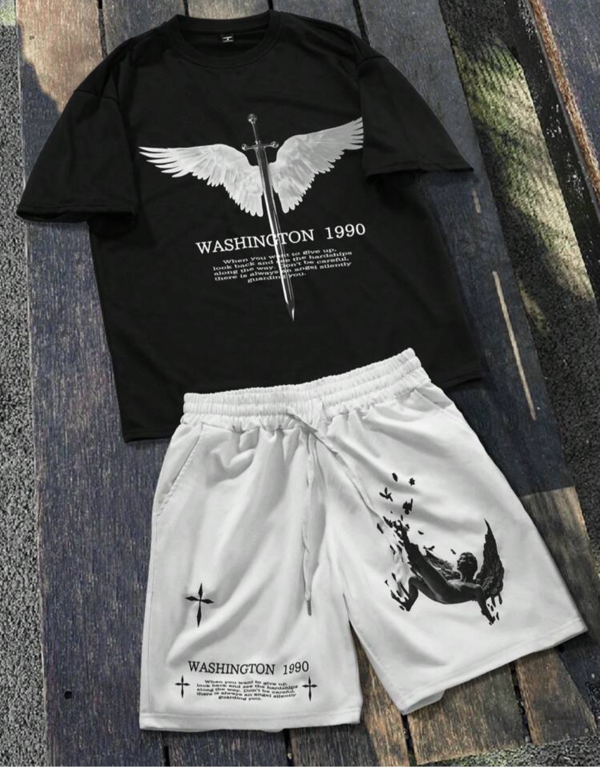 Men's T-Shirt And Drawstring Shorts Set