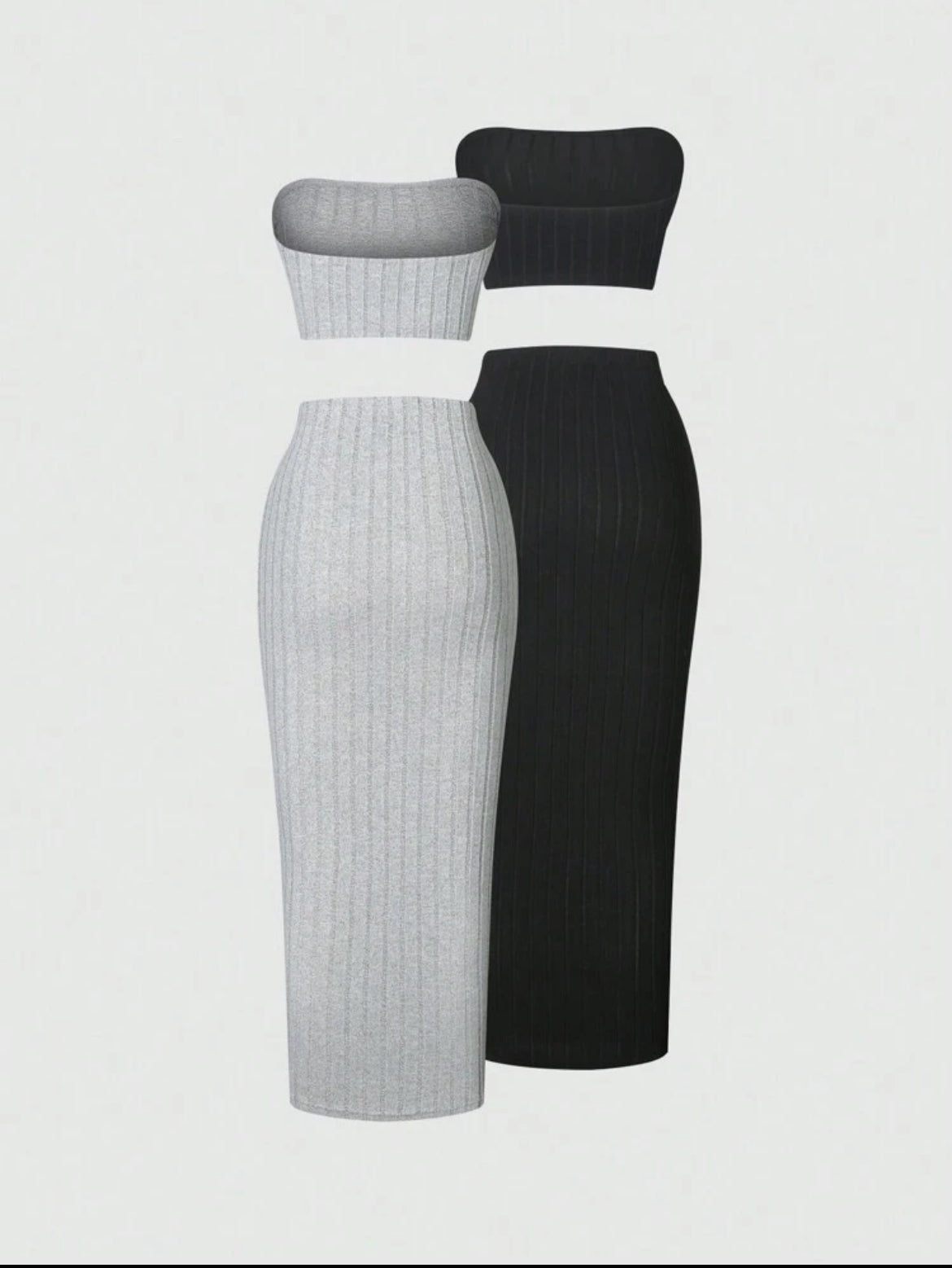 Flirla 2-Piece Strapless Knit Set