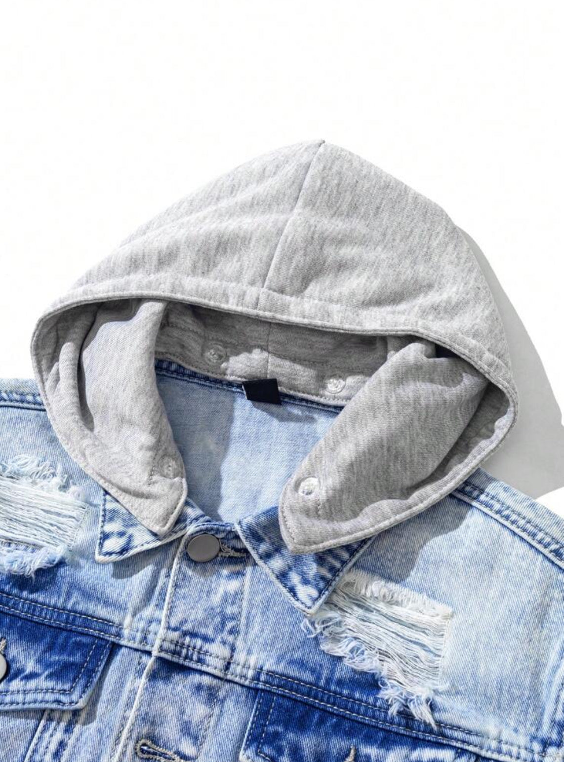 Tween Boys’ Oversized Ripped Washed Denim Set – Light Blue