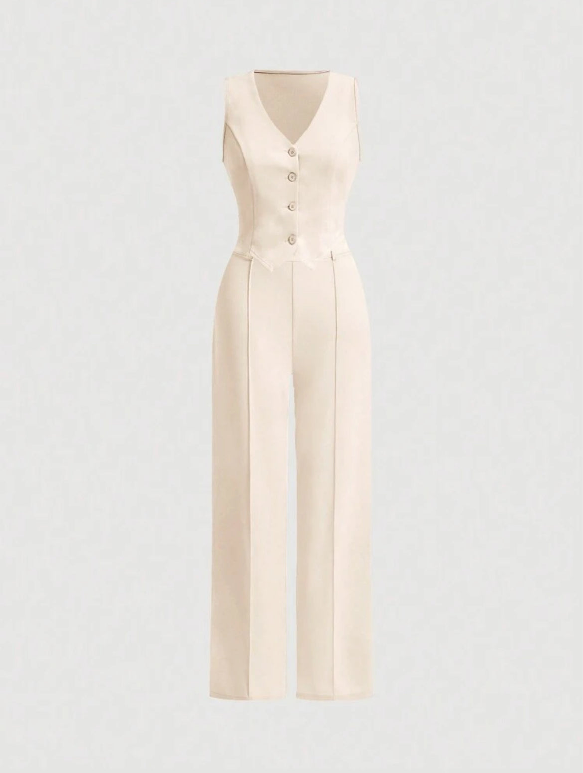 MOD Ladies' Single-Breasted Vest And Trousers Set Khaki Col