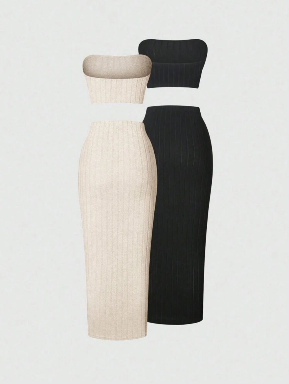 Flirla 2-Piece Strapless Knit Set