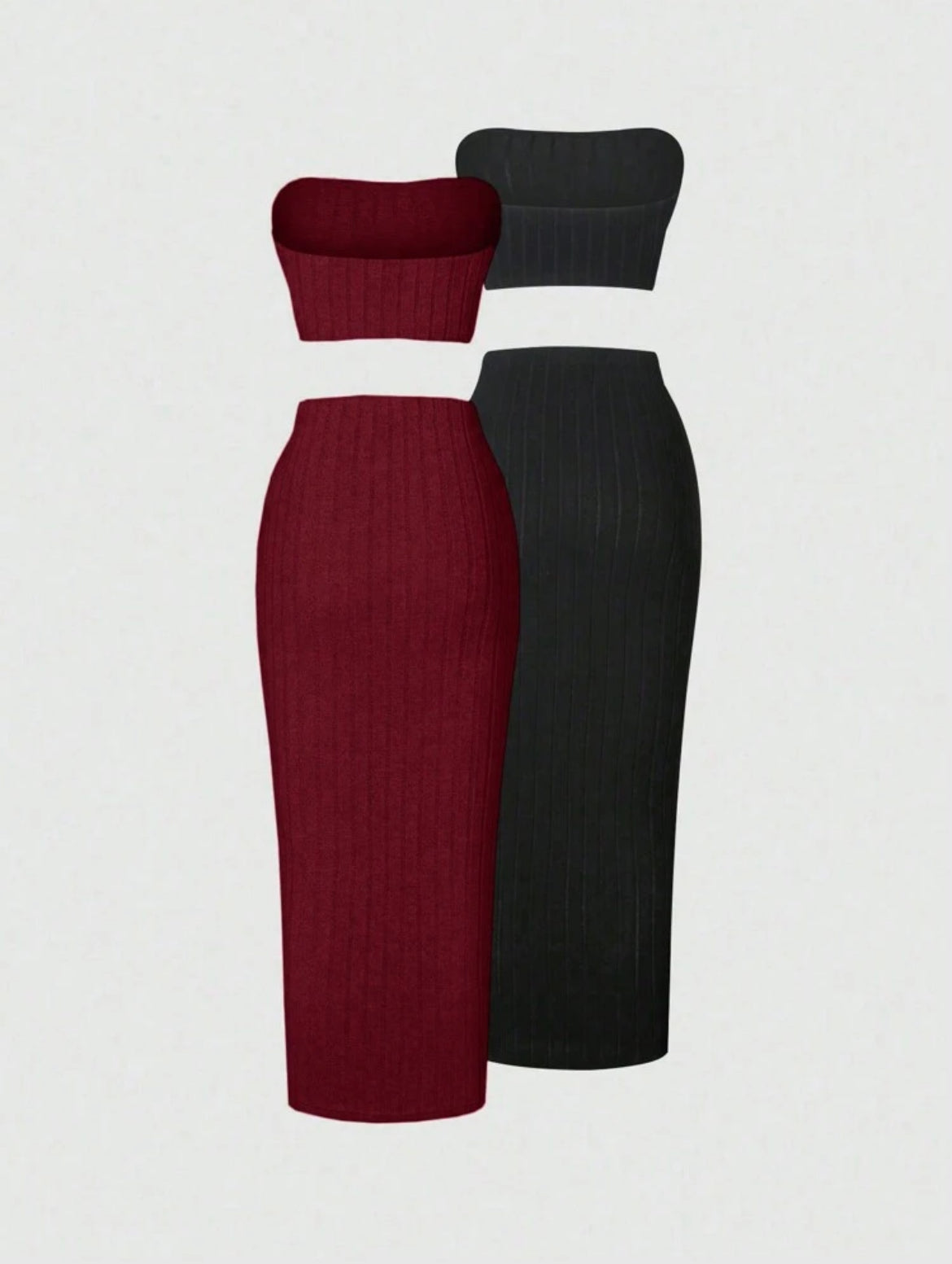 Flirla 2-Piece Strapless Knit Set