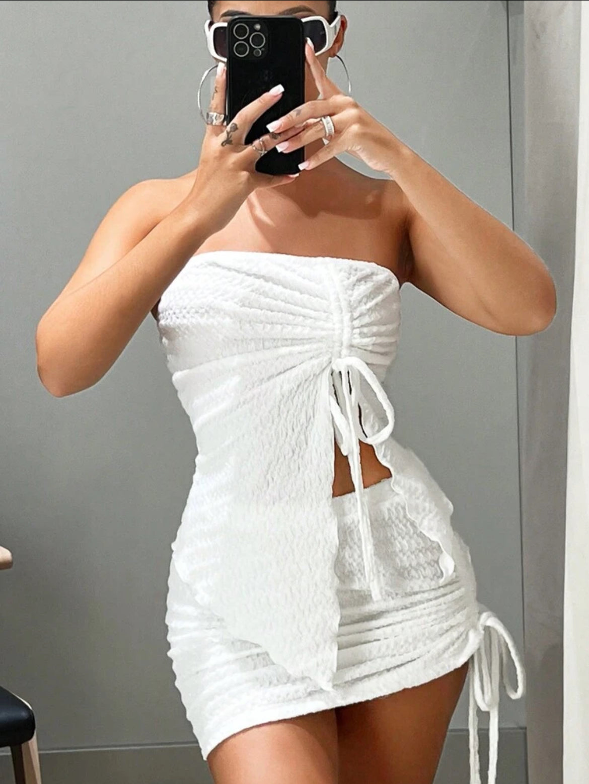 ICON Drawstring Front Tube Top & Bodycon Skirt