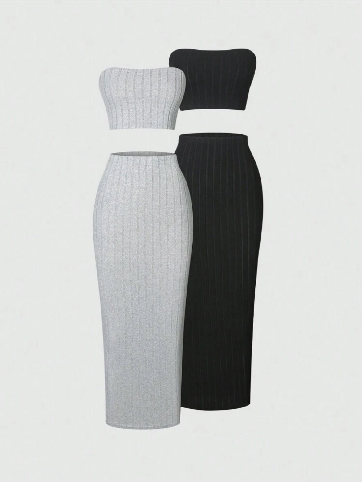 Flirla 2-Piece Strapless Knit Set