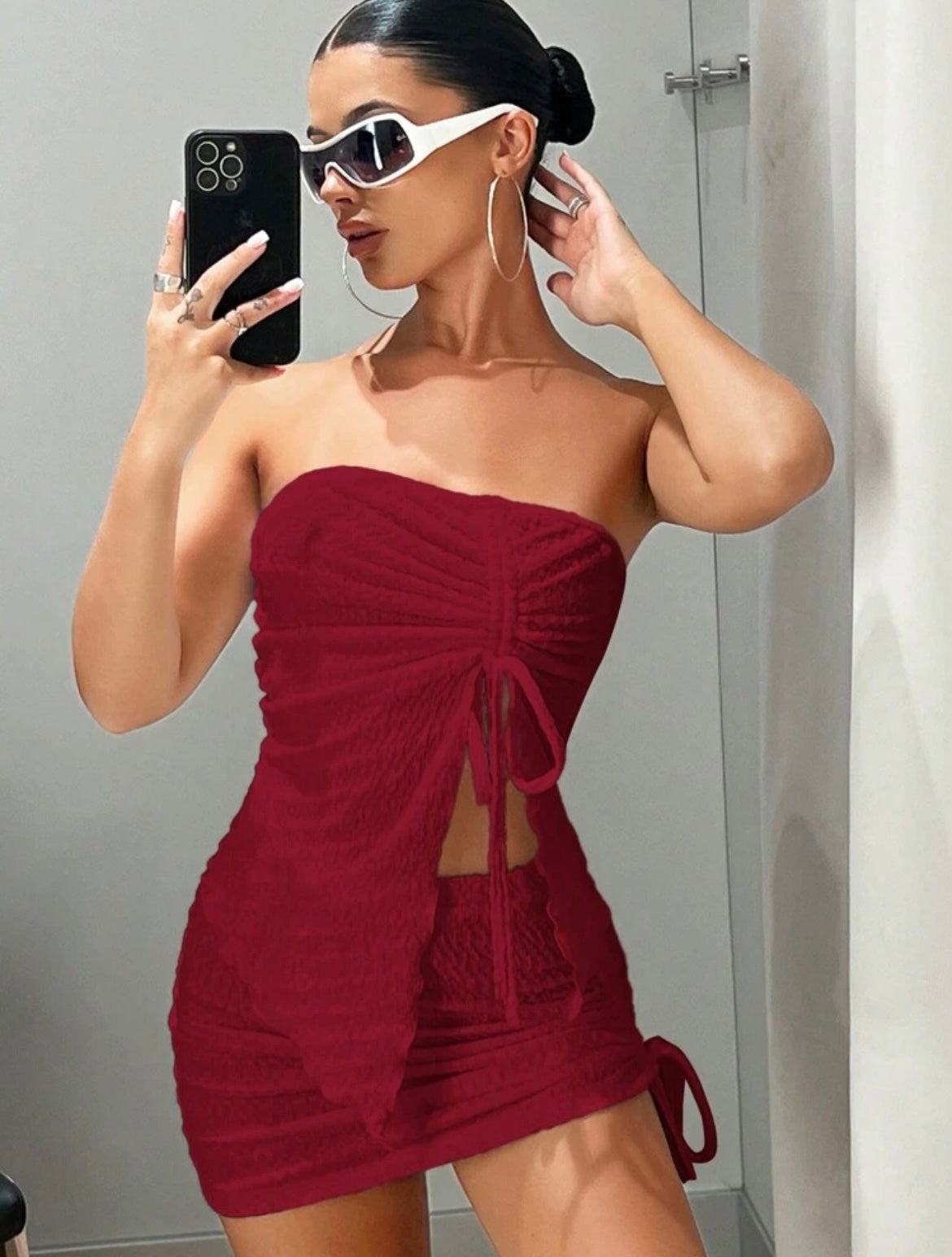 ICON Drawstring Front Tube Top & Bodycon Skirt