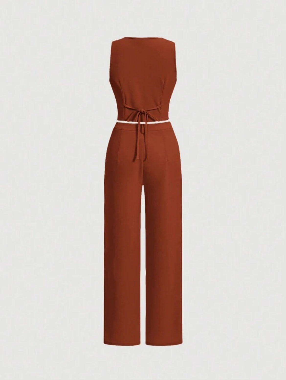 MOD Ladies' Single-Breasted Vest And Trousers Set Khaki Col