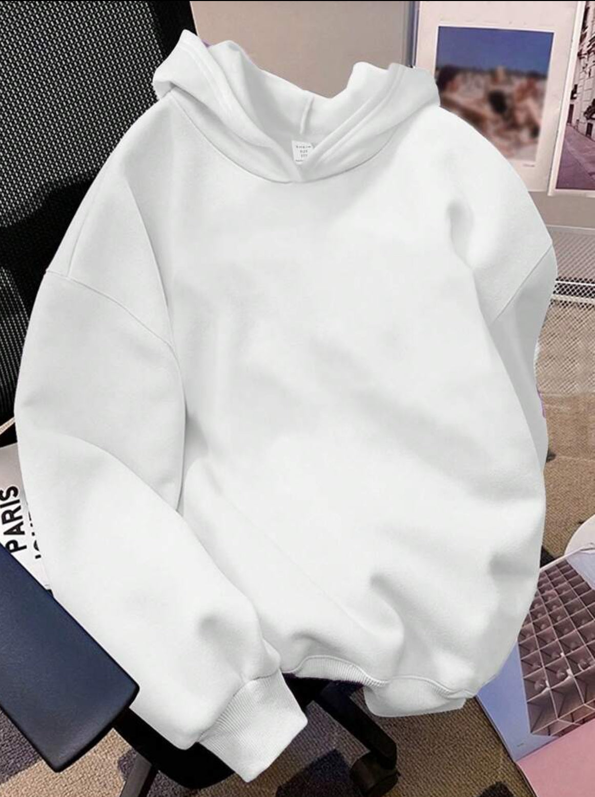 Teen Girls’ Black & White Printed Loose Fit Hoodie – Autumn/Winter