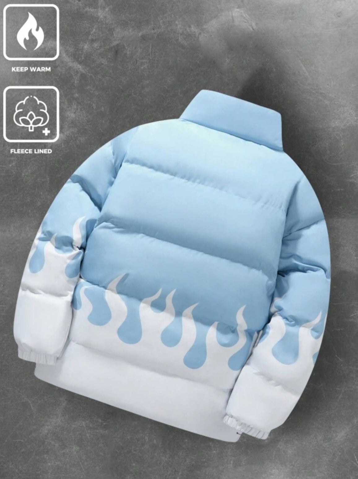 Manfinity Streetrush Men’s Flame Pattern Winter Coat – Blue