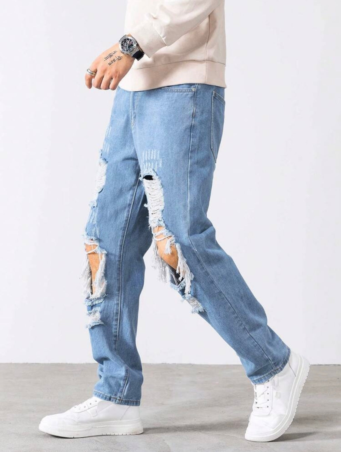 Manfinity EMRG Cut Out Ripped Jeans