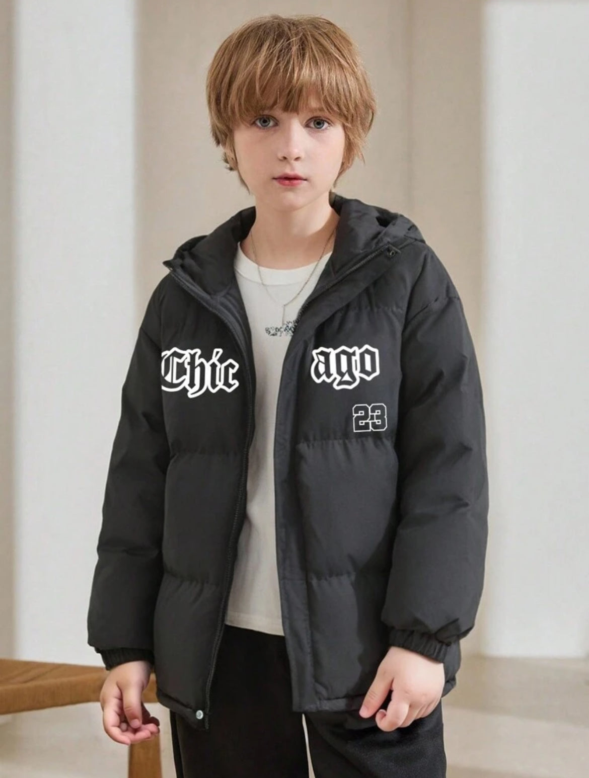 Tween Boys’ Casual Thick Hooded Winter Jacket