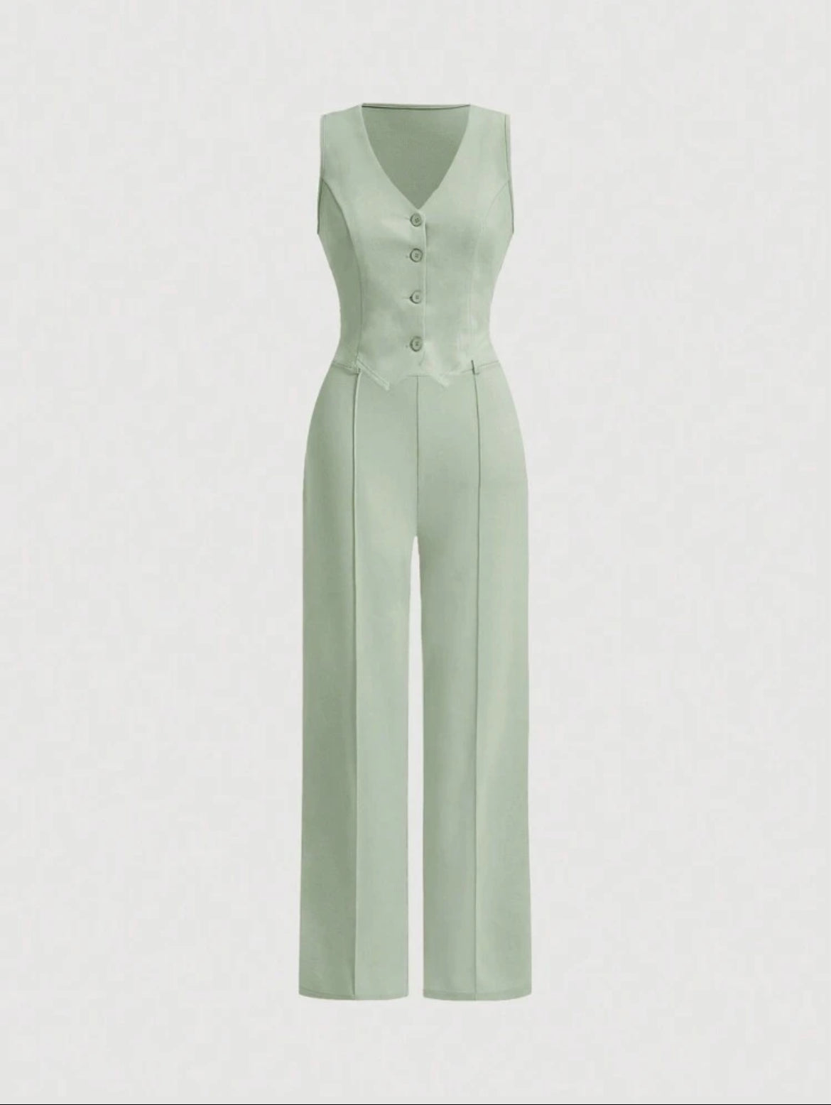 MOD Ladies' Single-Breasted Vest And Trousers Set Khaki Col