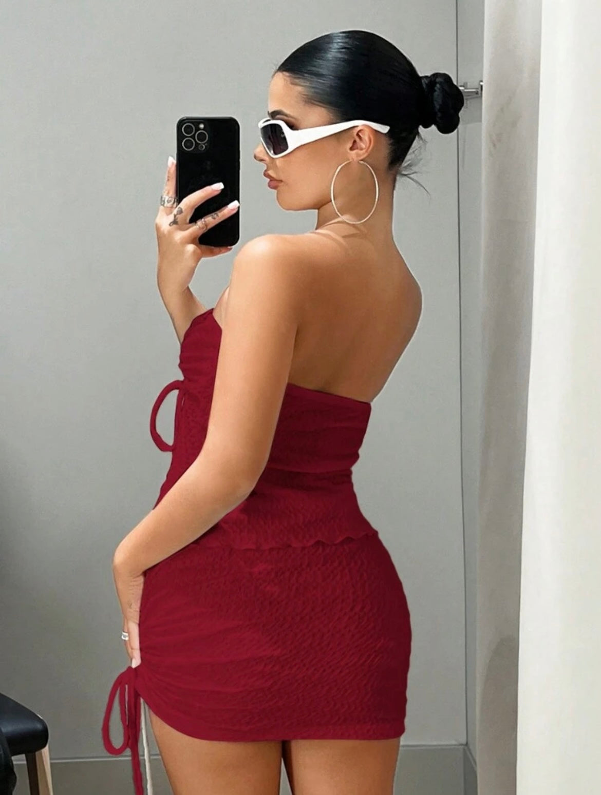 ICON Drawstring Front Tube Top & Bodycon Skirt
