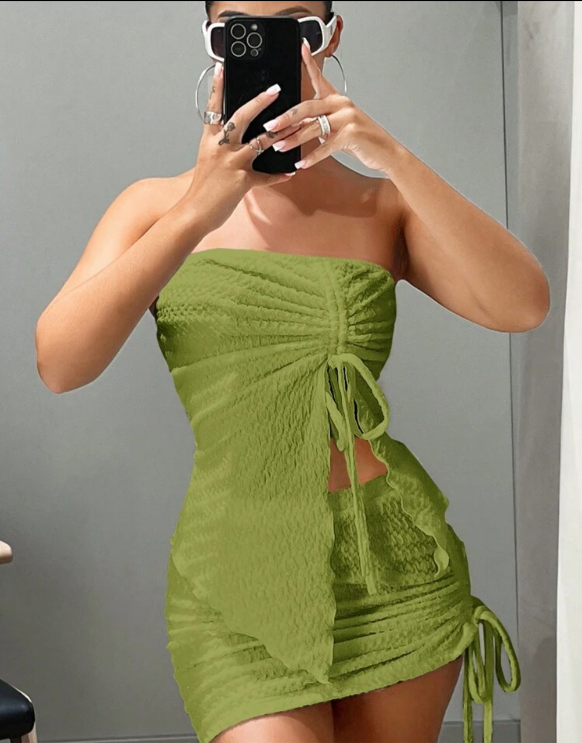 ICON Drawstring Front Tube Top & Bodycon Skirt