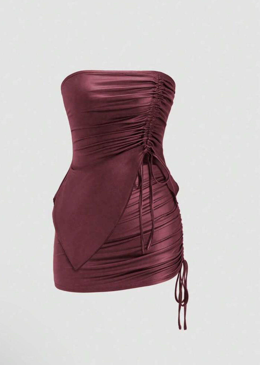 Top & Drawstring Mini Skirt Set Outfit