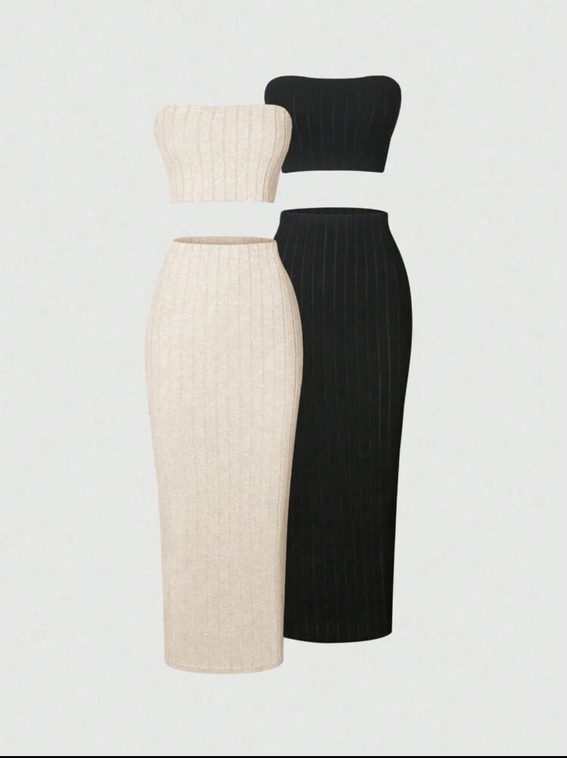 Flirla 2-Piece Strapless Knit Set