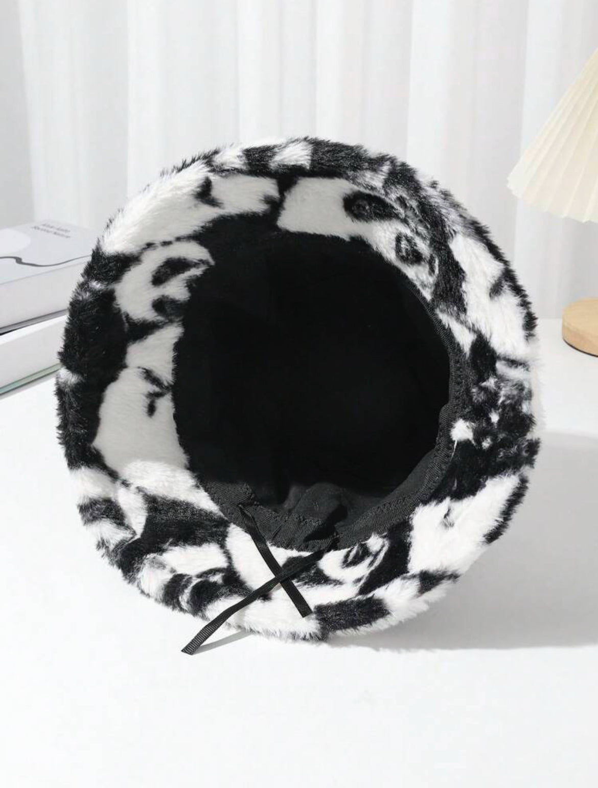 Panda Print Tie-Dye Plush Bucket Hat