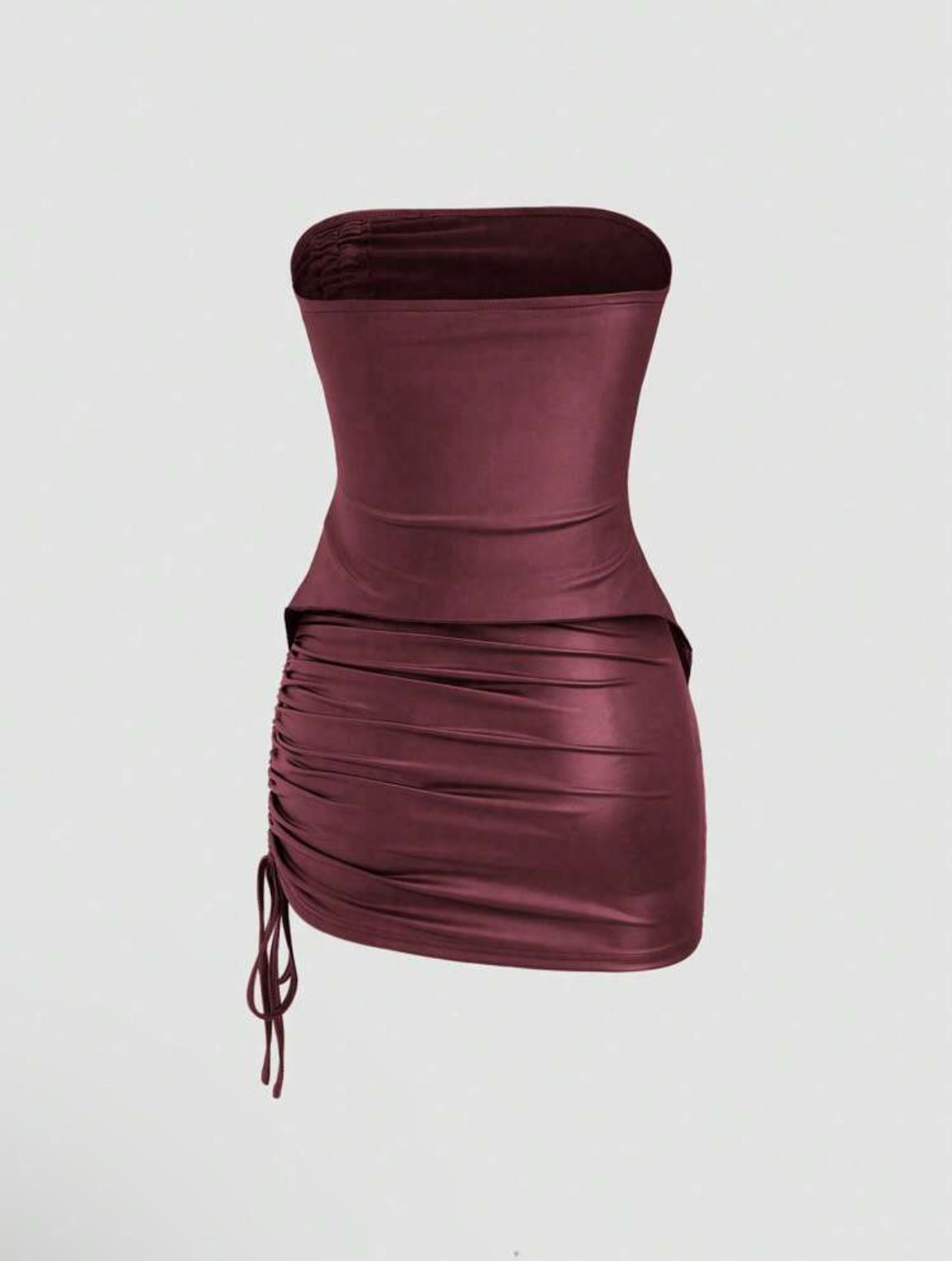 Top & Drawstring Mini Skirt Set Outfit