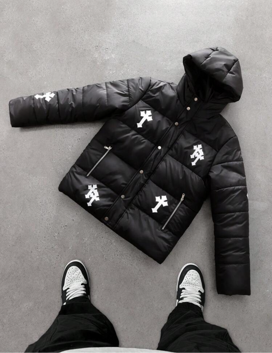 Manfinity EMRG Men’s Cross Print Zip-Up Hooded Thermal Coat