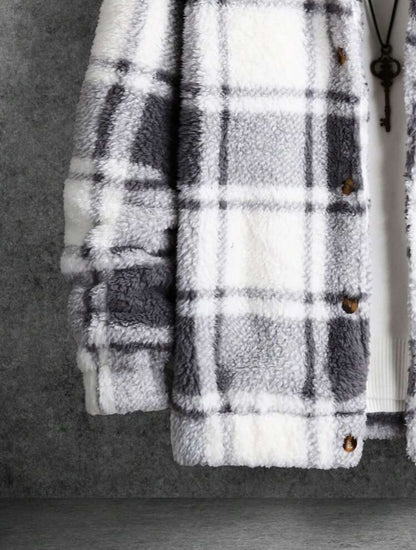 Manfinity Homme Colorful Plaid Teddy Jacket