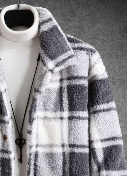 Manfinity Homme Colorful Plaid Teddy Jacket
