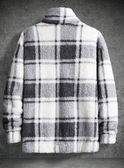 Manfinity Homme Colorful Plaid Teddy Jacket