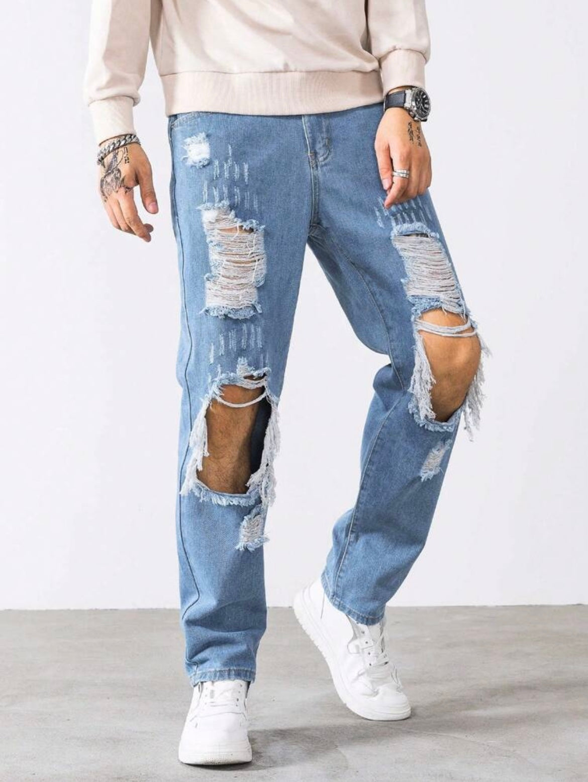 Manfinity EMRG Cut Out Ripped Jeans