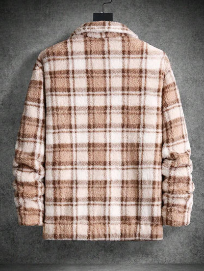 Manfinity Homme Colorful Plaid Teddy Jacket