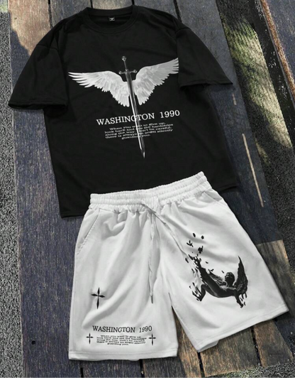 Men's T-Shirt And Drawstring Shorts Set
