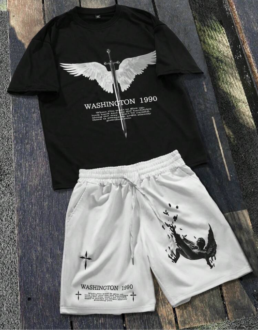 Men's T-Shirt And Drawstring Shorts Set