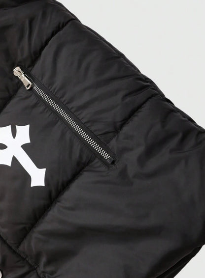 Manfinity EMRG Men’s Cross Print Zip-Up Hooded Thermal Coat