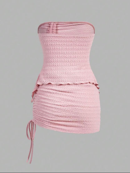 ICON Drawstring Front Tube Top & Bodycon Skirt
