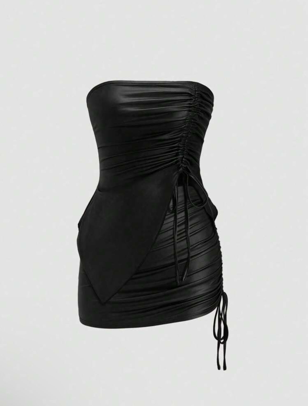 Top & Drawstring Mini Skirt Set Outfit