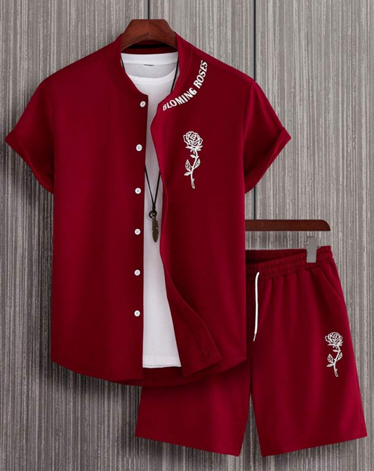 Manfinity Homme Floral & Letter Graphic Shirt and Shorts Set