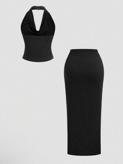 Sweetra Scoop Neck
Backless Halter Crop Top