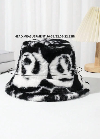 Panda Print Tie-Dye Plush Bucket Hat