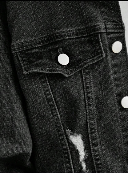 Tween Boys’ 2-Piece Distressed Denim Set with Unique Texture