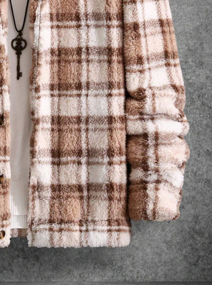 Manfinity Homme Colorful Plaid Teddy Jacket