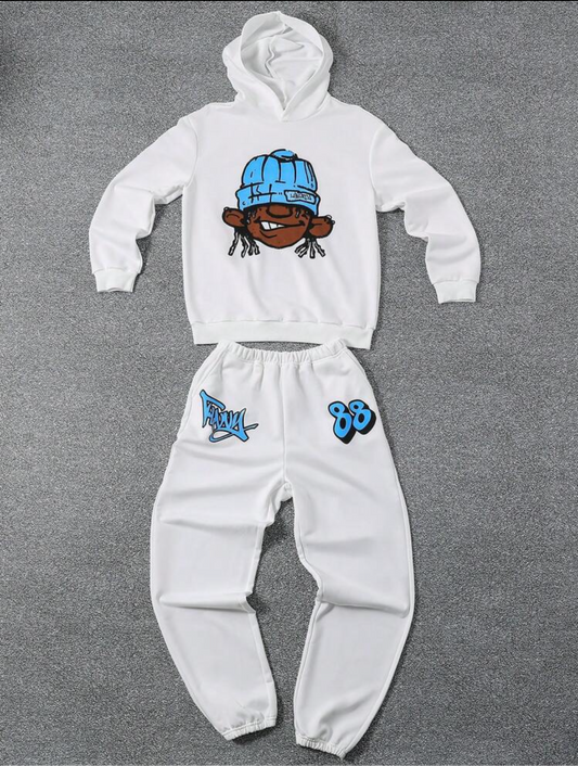 Teen Boys’ 2pcs Anime Hoodie & Pants Set – Casual & Comfortable
