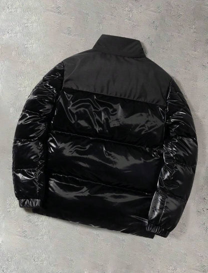Manfinity EMRG Men’s Color Block Cross Print Padded Winter Coat