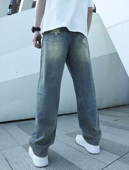 Manfinity Men Ripped Straight Leg Jeans