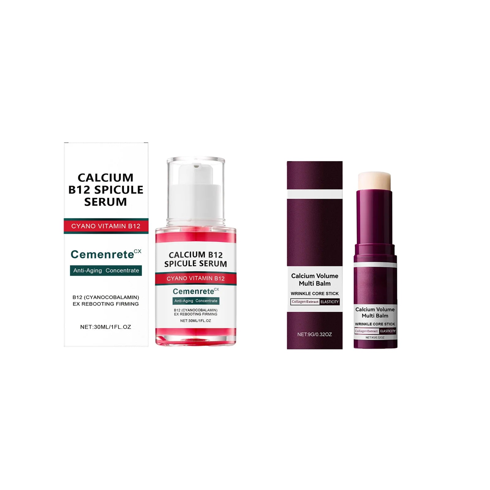 Calcium Anti-Aging Skincare Set — Facial Serum, Eye Patches & Multi Balm