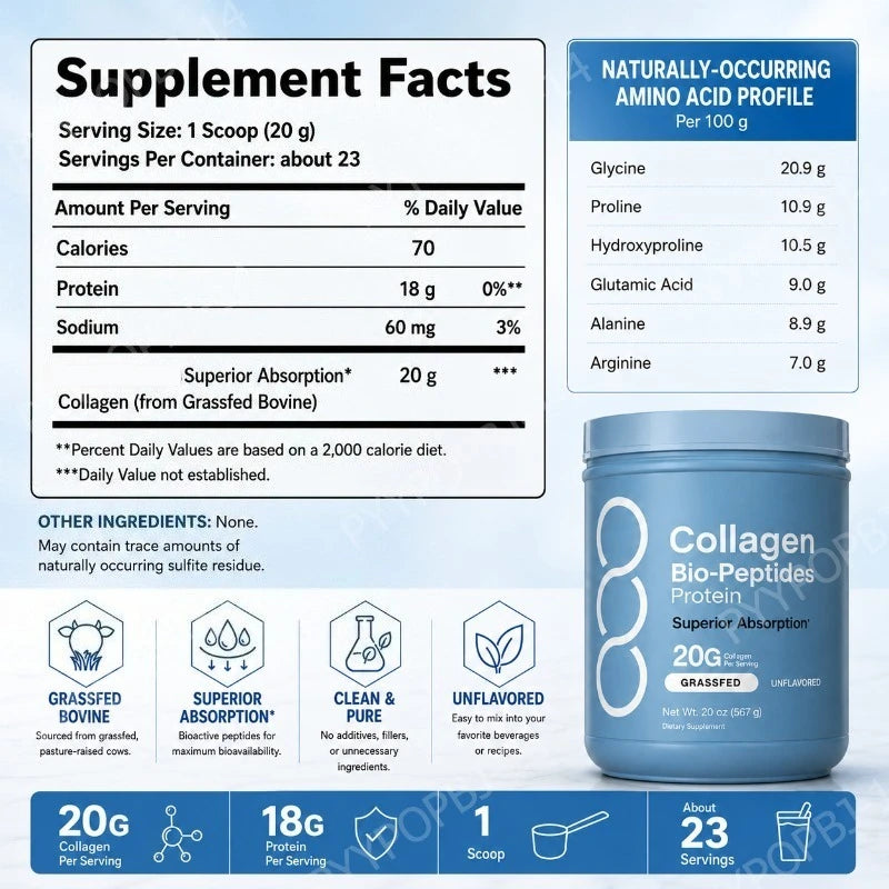 Collagen Bio Peptides Protein Powder — 20g Collagen & 18g Protein Per Serving